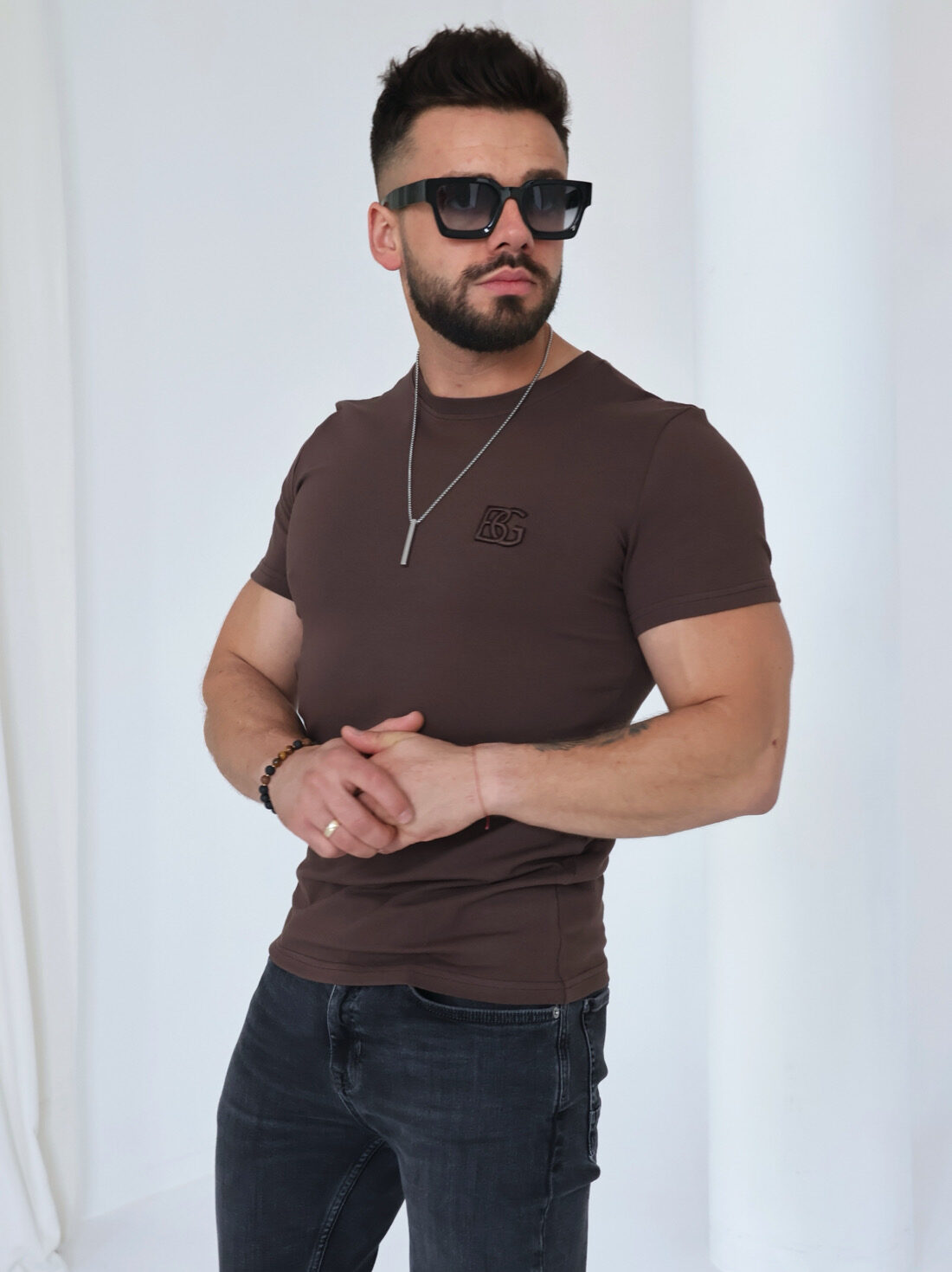 T-shirt męski BG BOND czekolada