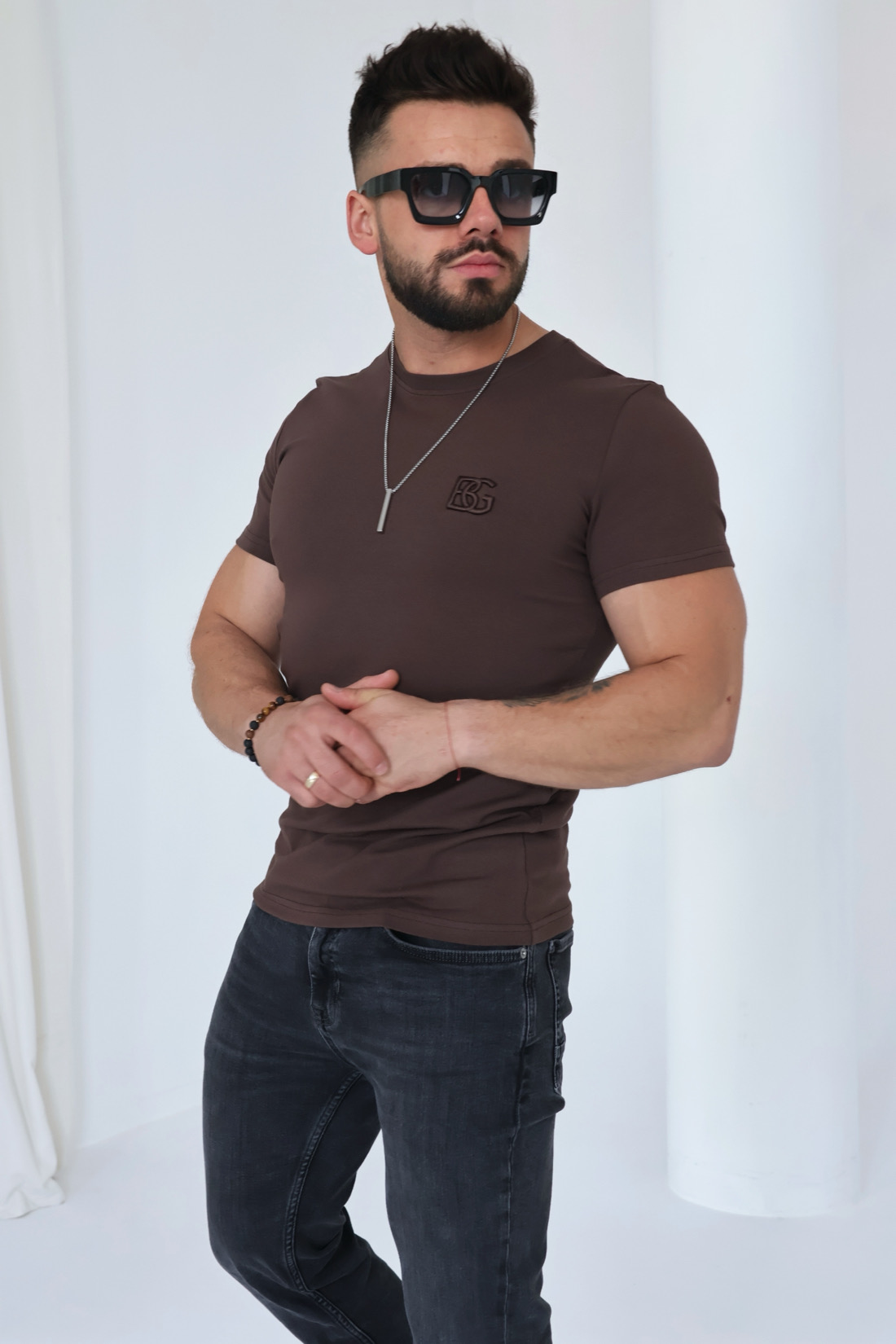 T-shirt męski BG BOND czekolada