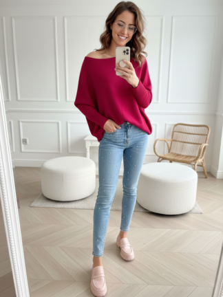 Sweter wiskozowy NELLY malina