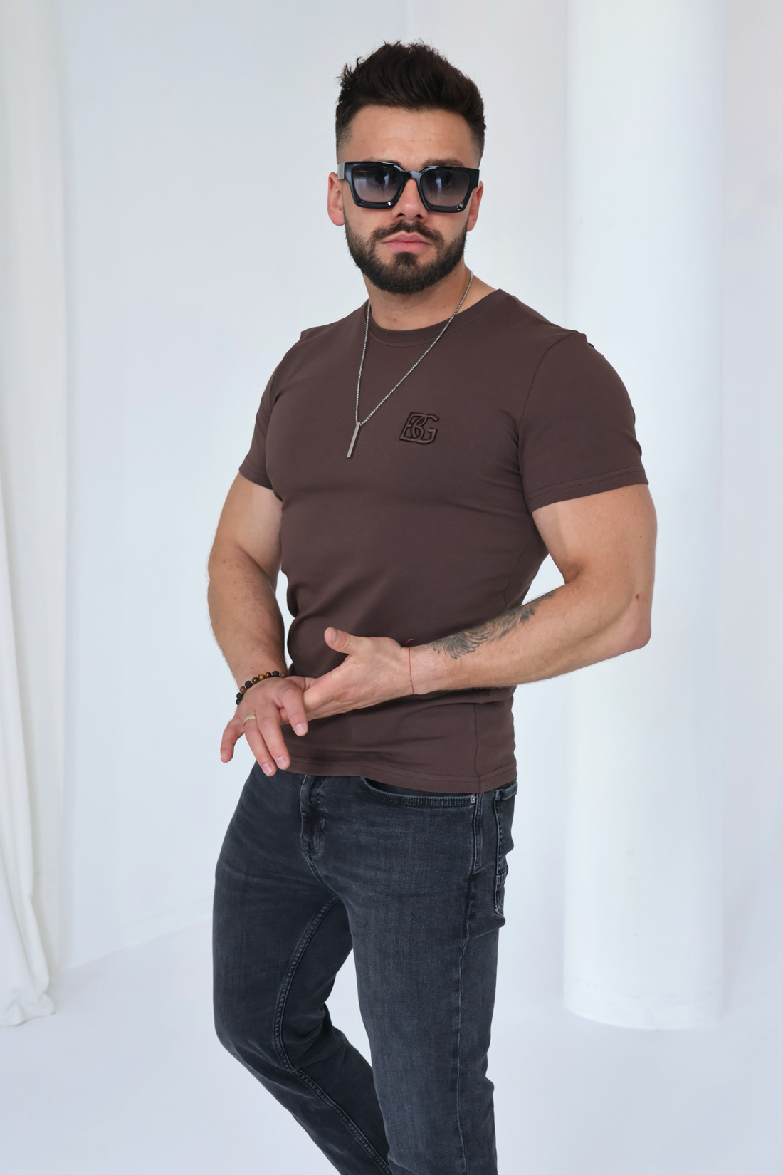 T-shirt męski BG BOND czekolada