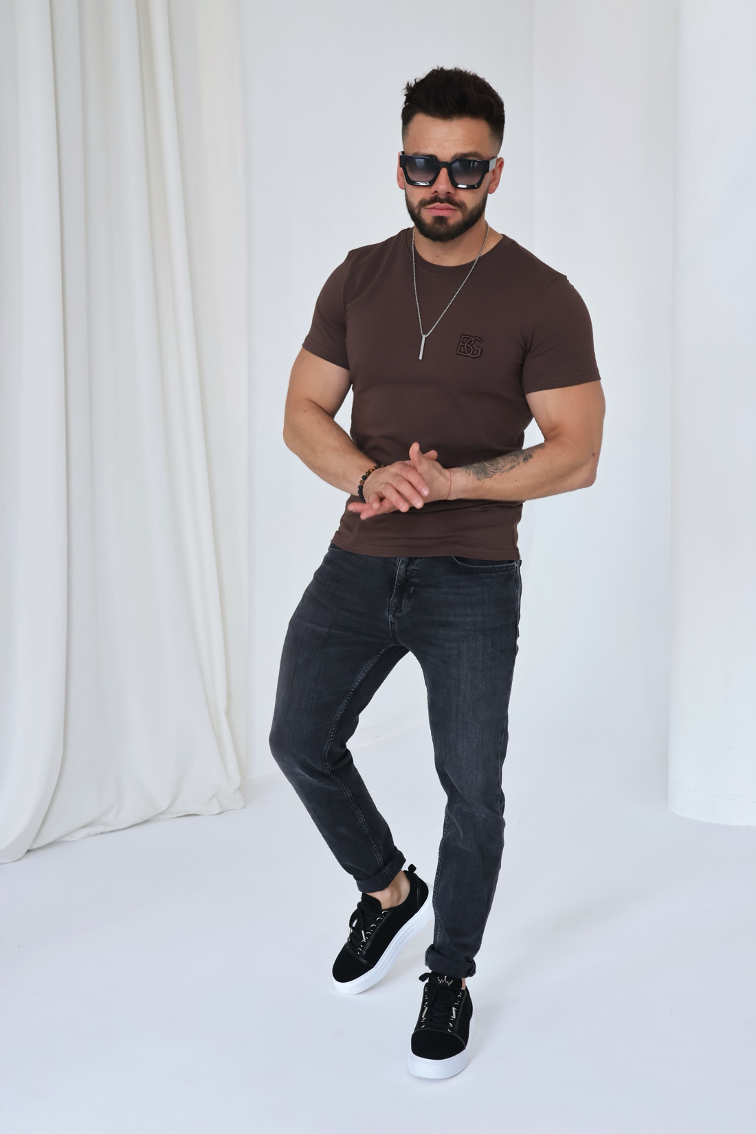 T-shirt męski BG BOND czekolada