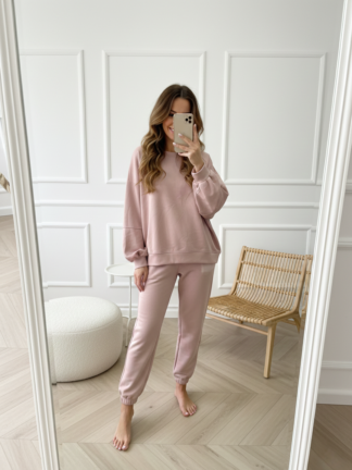 Komplet dresowy AZARA masełko zgaszony róż