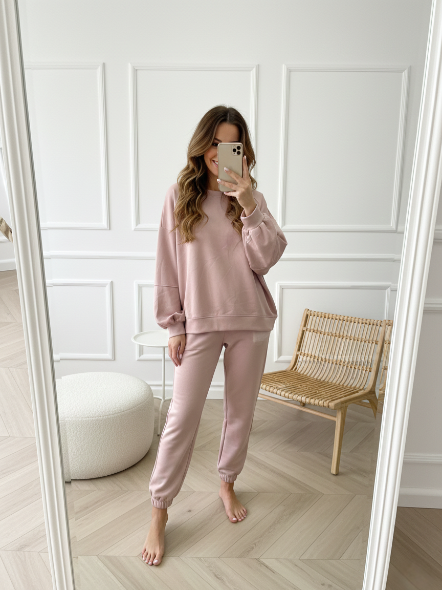 Komplet dresowy AZARA masełko zgaszony róż