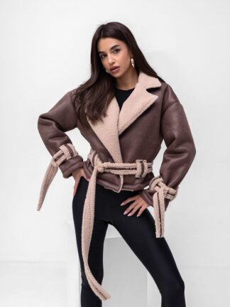 Kurtka kożuszek zamsz Vasari czekolada