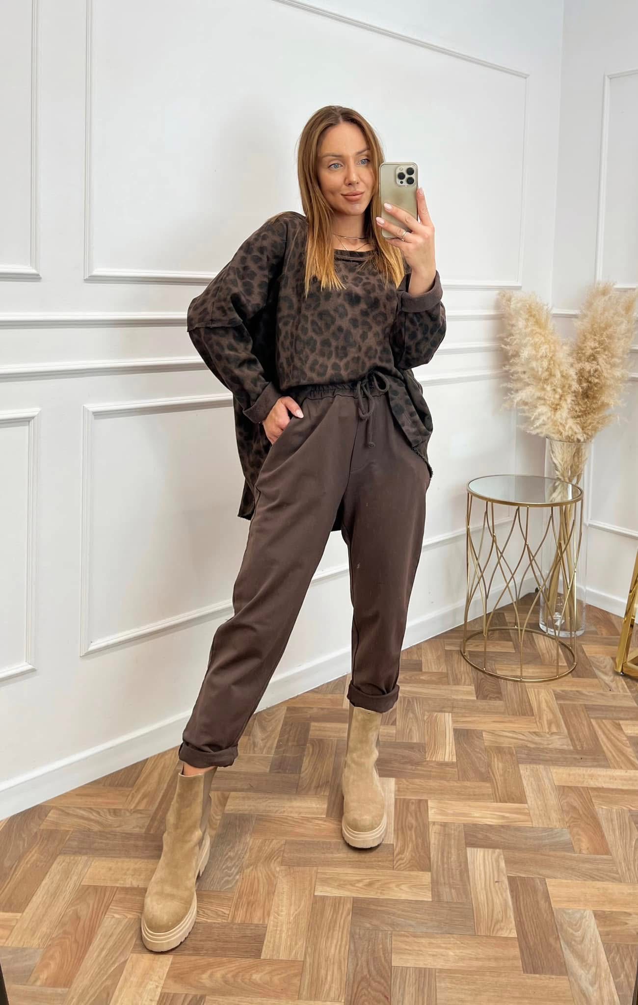 Spodnie bawełniane PATKI Wiya czekolada