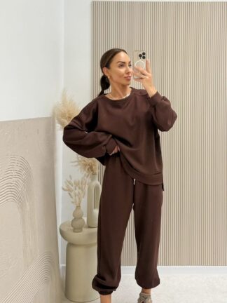 Komplet dresowy AZARA masełko mleczna czekolada
