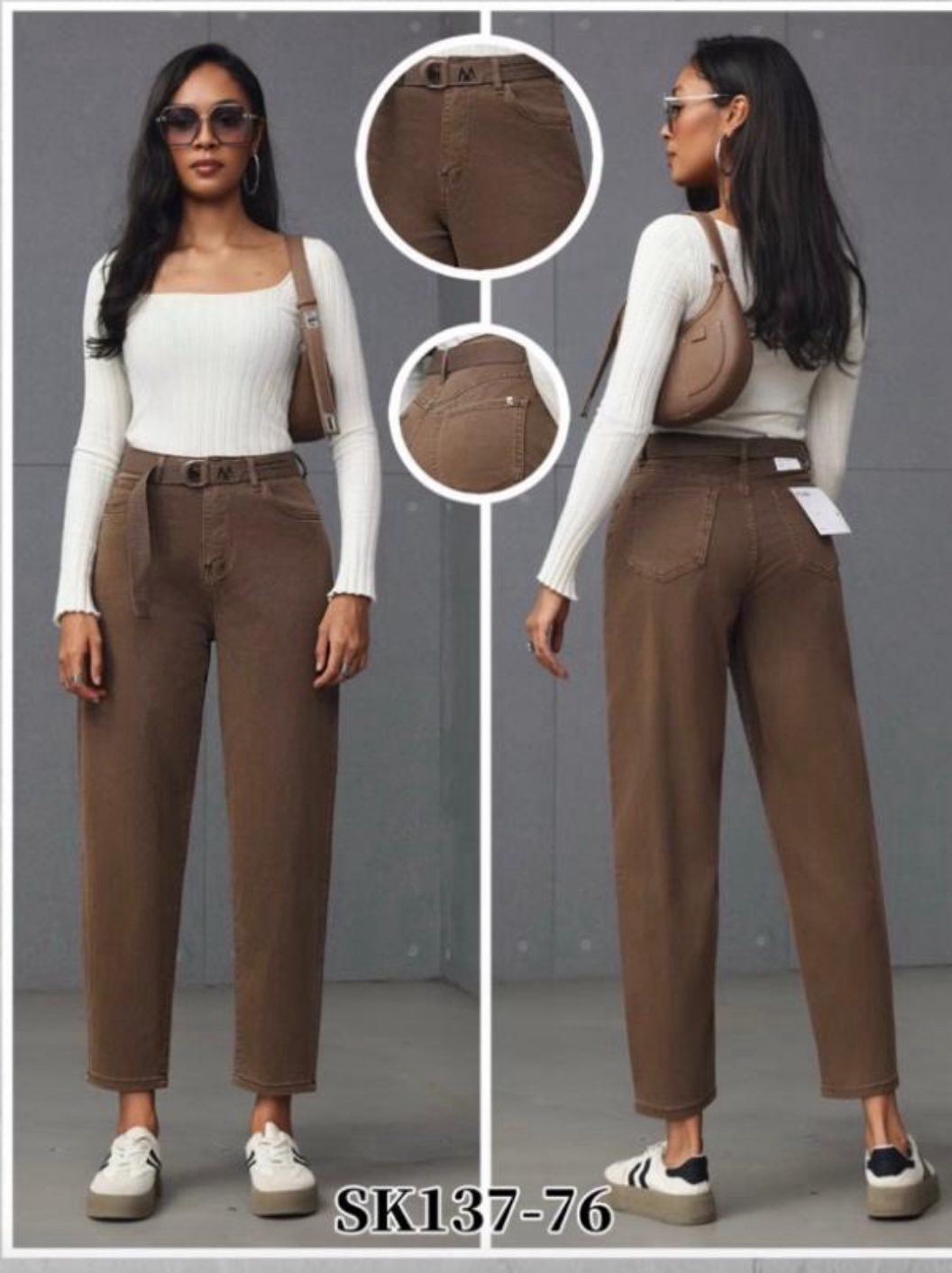 Spodnie balloon M.SARA brązowe