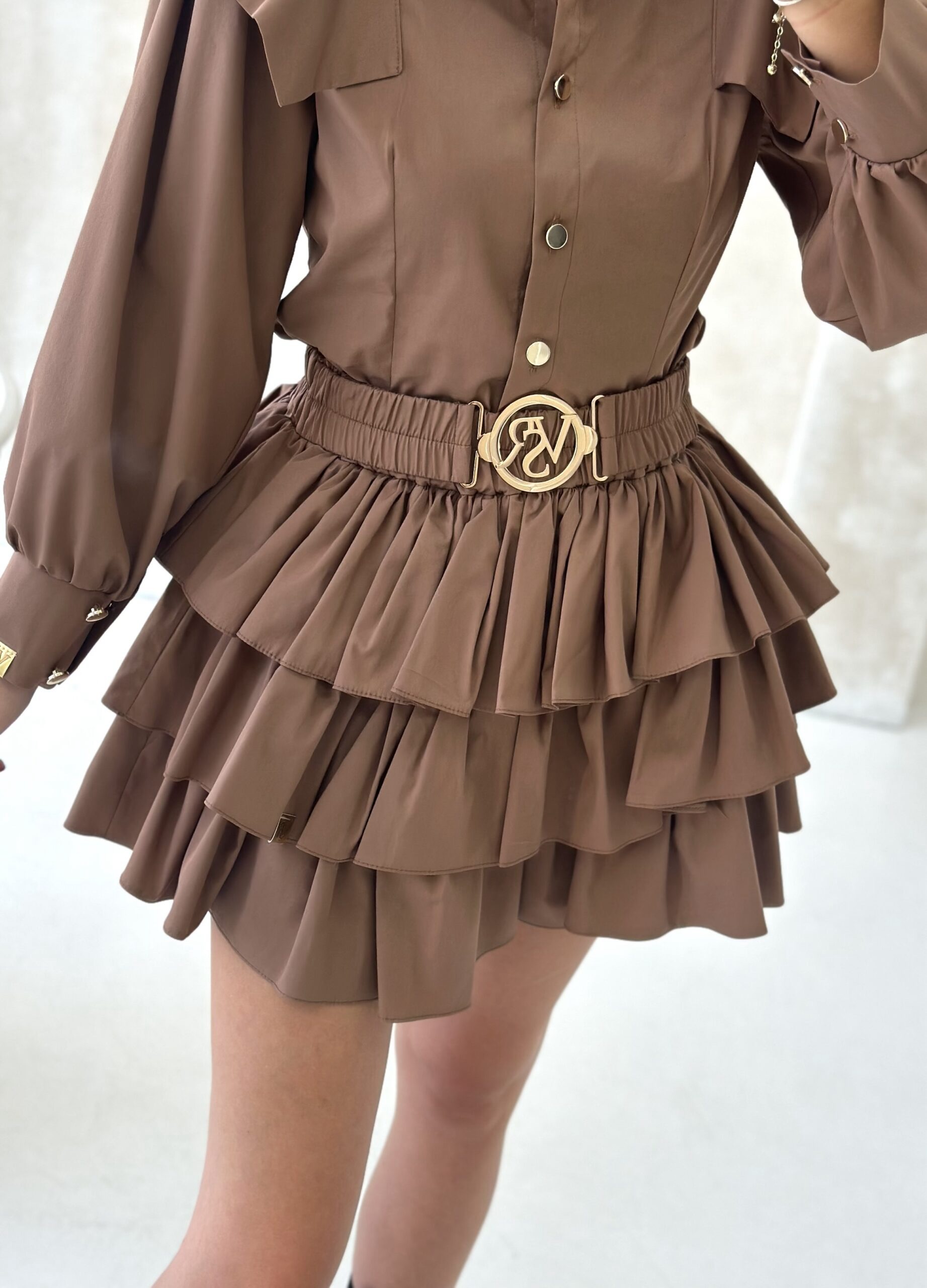 Koszulowe spódniczko-spodenki Vasari karmel