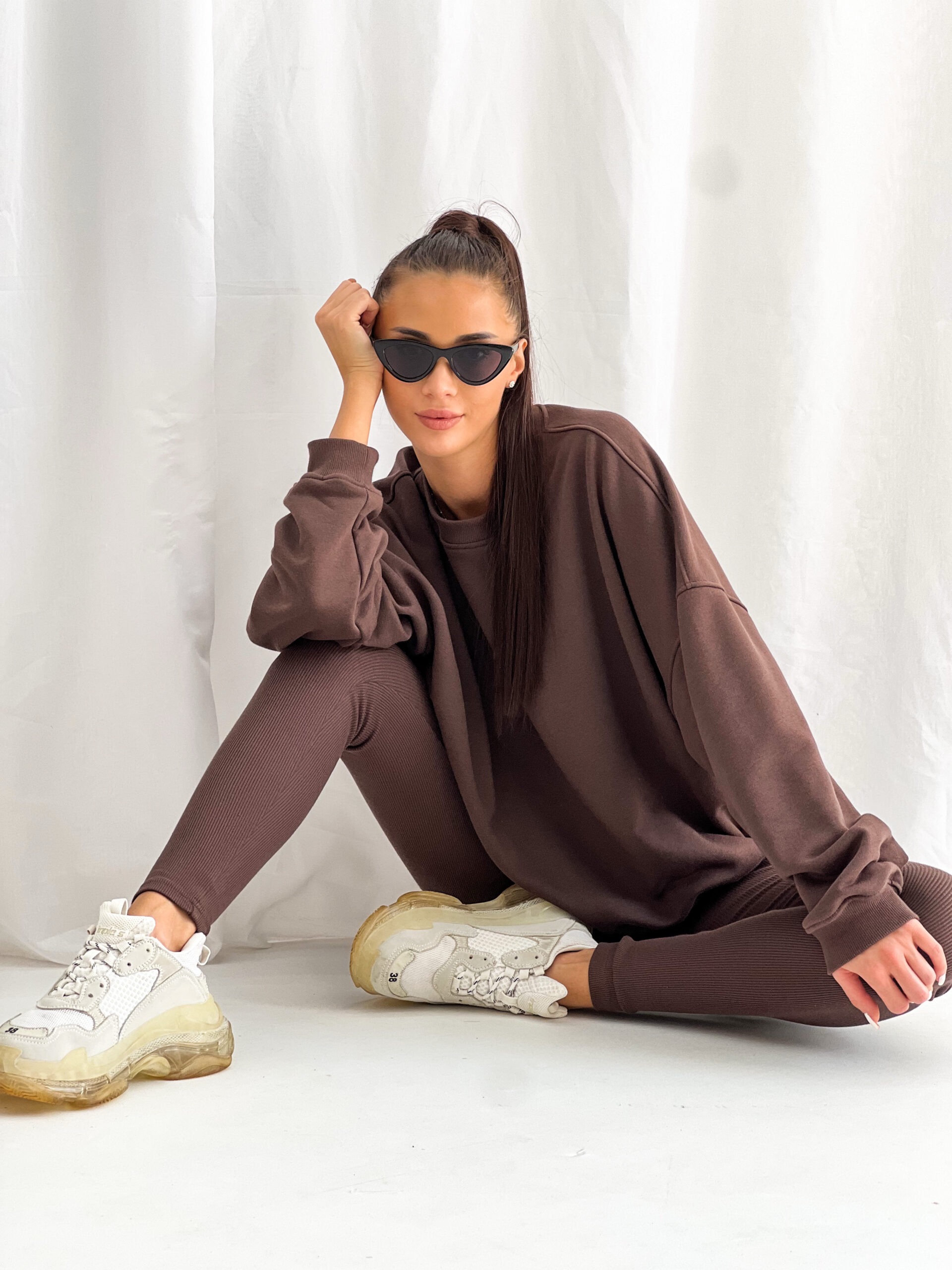 LEGGINSY PUSH UP Lenoshka jasna czekolada