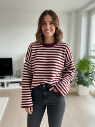 Sweter w paski Molly bordo