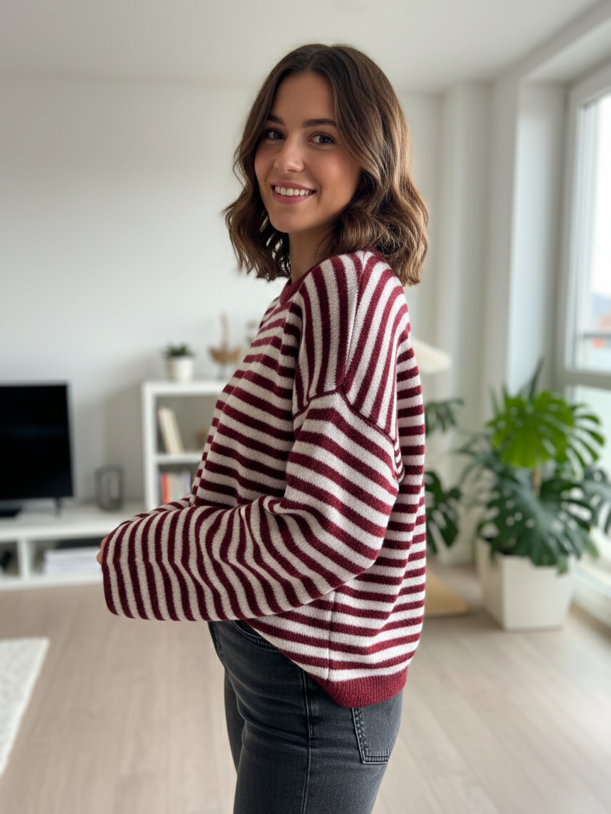 Sweter w paski Molly bordo