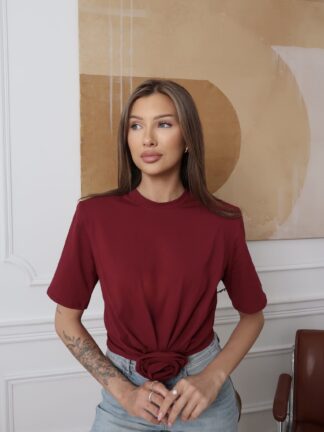 Damski T-shirt Rose - bordo