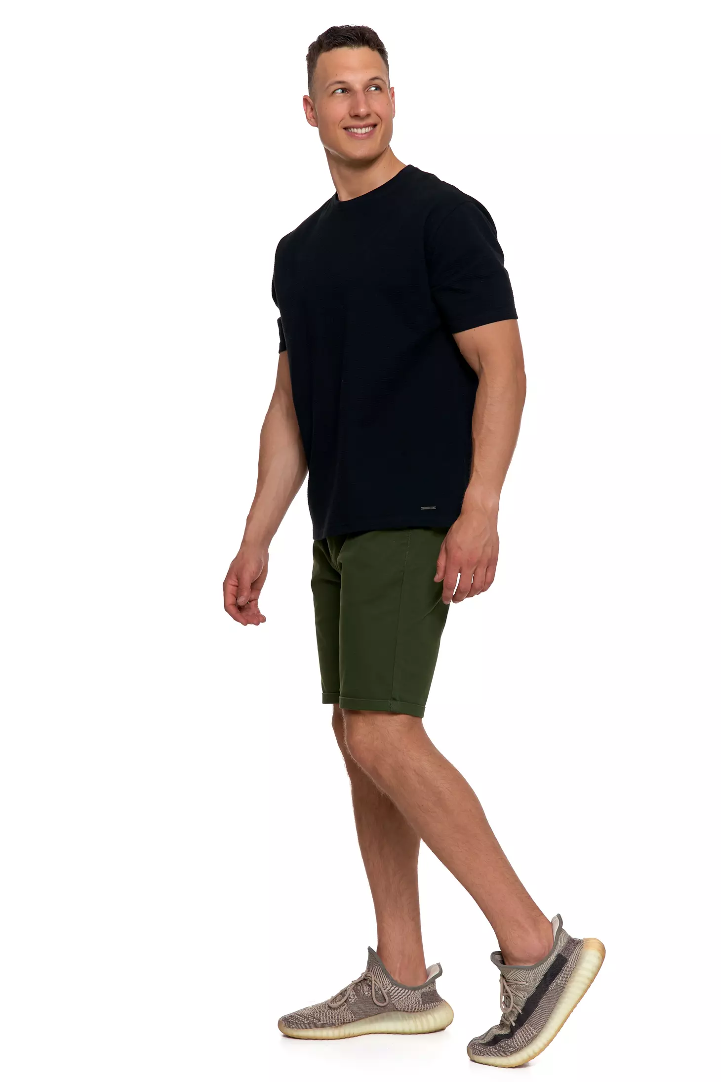 T-shirt męski 100% bawełniany z prążkowaną strukturą MORAJ czarny