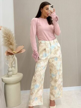 Bluzka z różą pudrowy róż