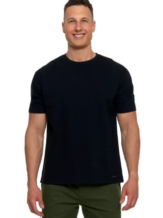 T-shirt męski 100% bawełniany z prążkowaną strukturą MORAJ czarny