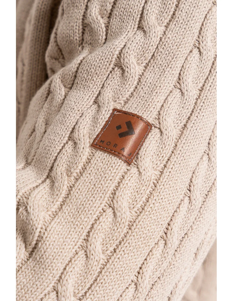 Męski sweter dzianinowy z półgolfem i zamkiem MORAJ beżowy