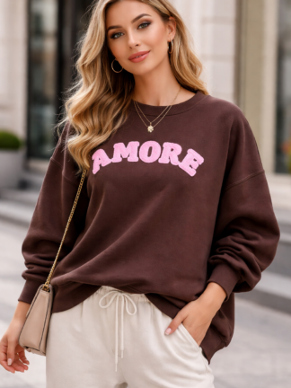 Bluza oversize AMORE Azara czekolada