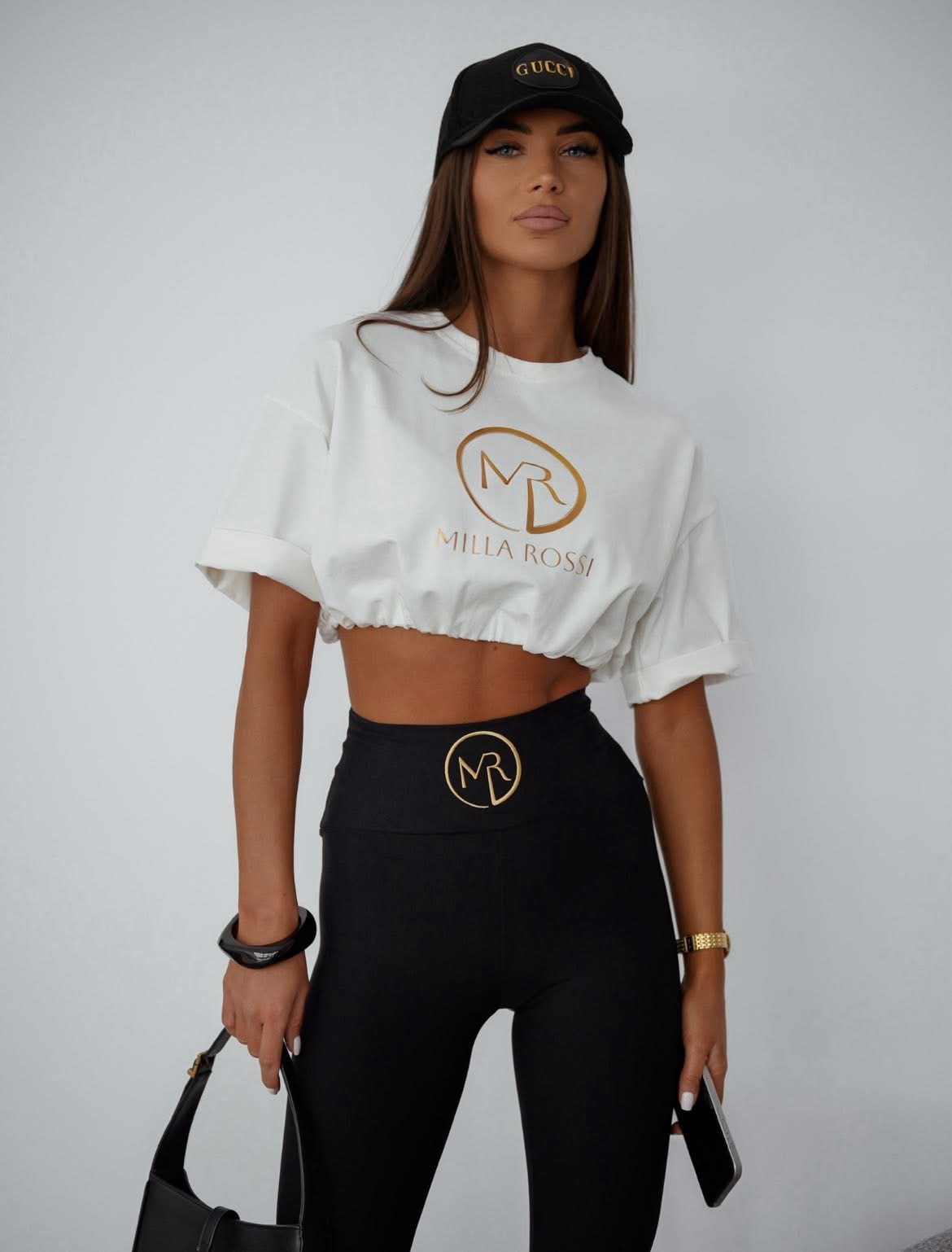 Legginsy prążkowane ROSSI czarne