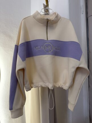 Bluza ROSSI wanilia z fioletem