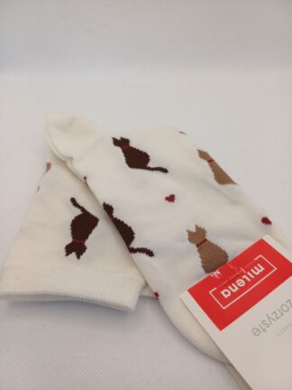 Skarpetki damskie Koty i serduszka