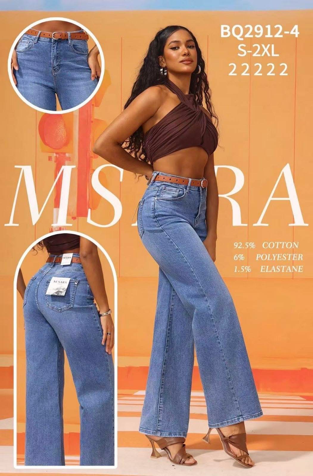 Jeansy Damskie M.SARA z Prostą Nogawką