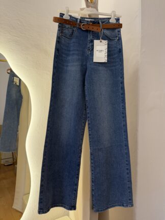 Jeansy Damskie M.SARA z Prostą Nogawką