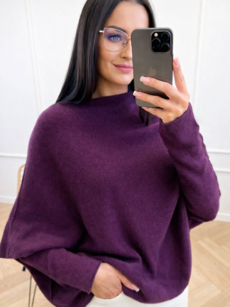 Sweter wiskozowy NELLY bakłażan