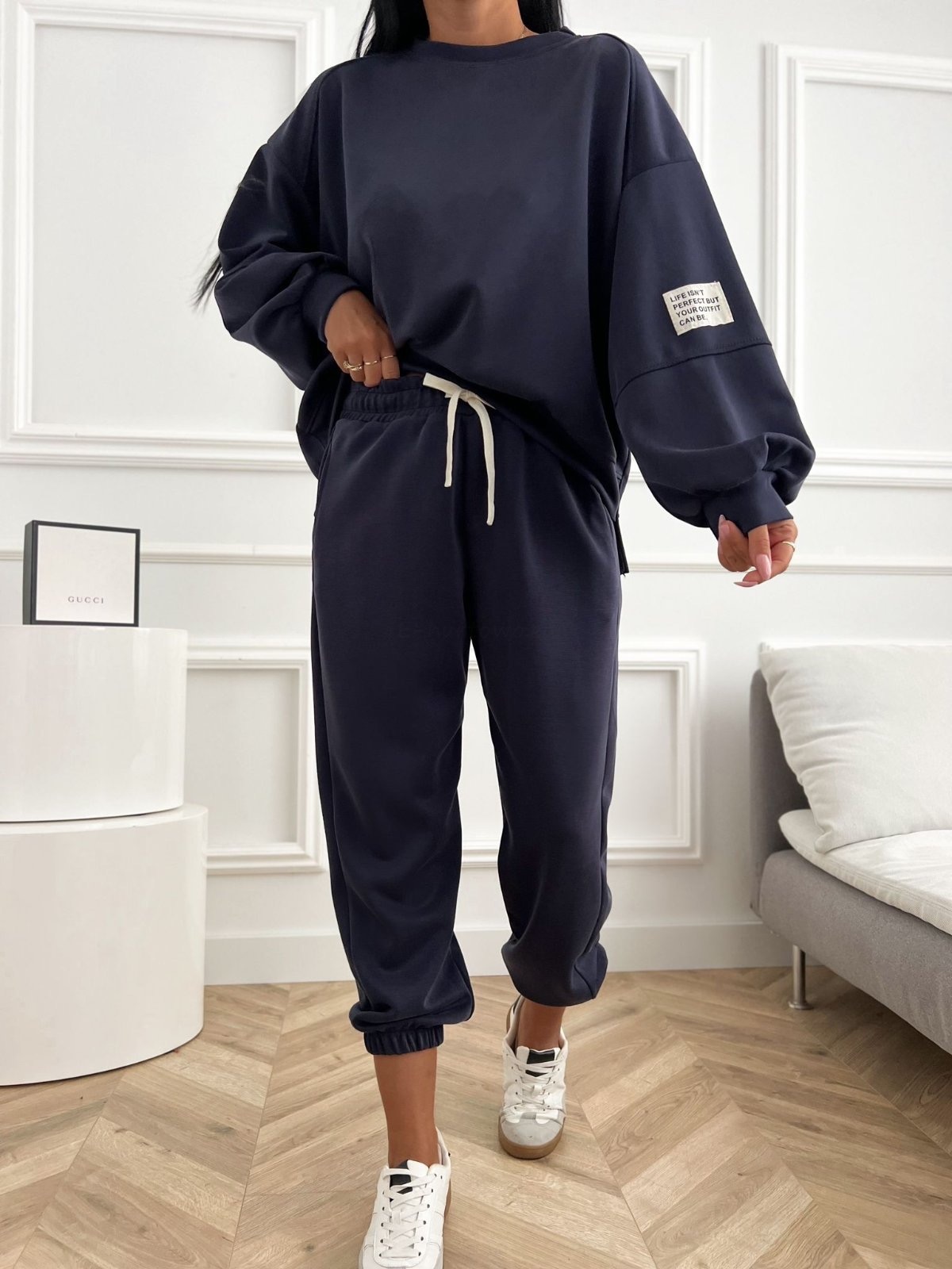 Komplet dresowy AZARA masełko granatowy