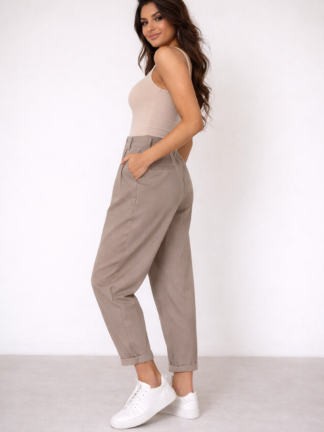 Eleganckie spodnie casual z gumką CINDY fango