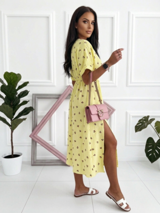 Sukienka midi CHERRY cytryna