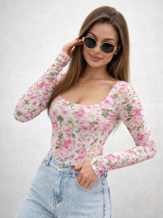Body z długim rękawem ELSA kwiaty