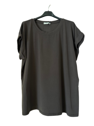 T-shirt damski bawełniany MOON czekolada