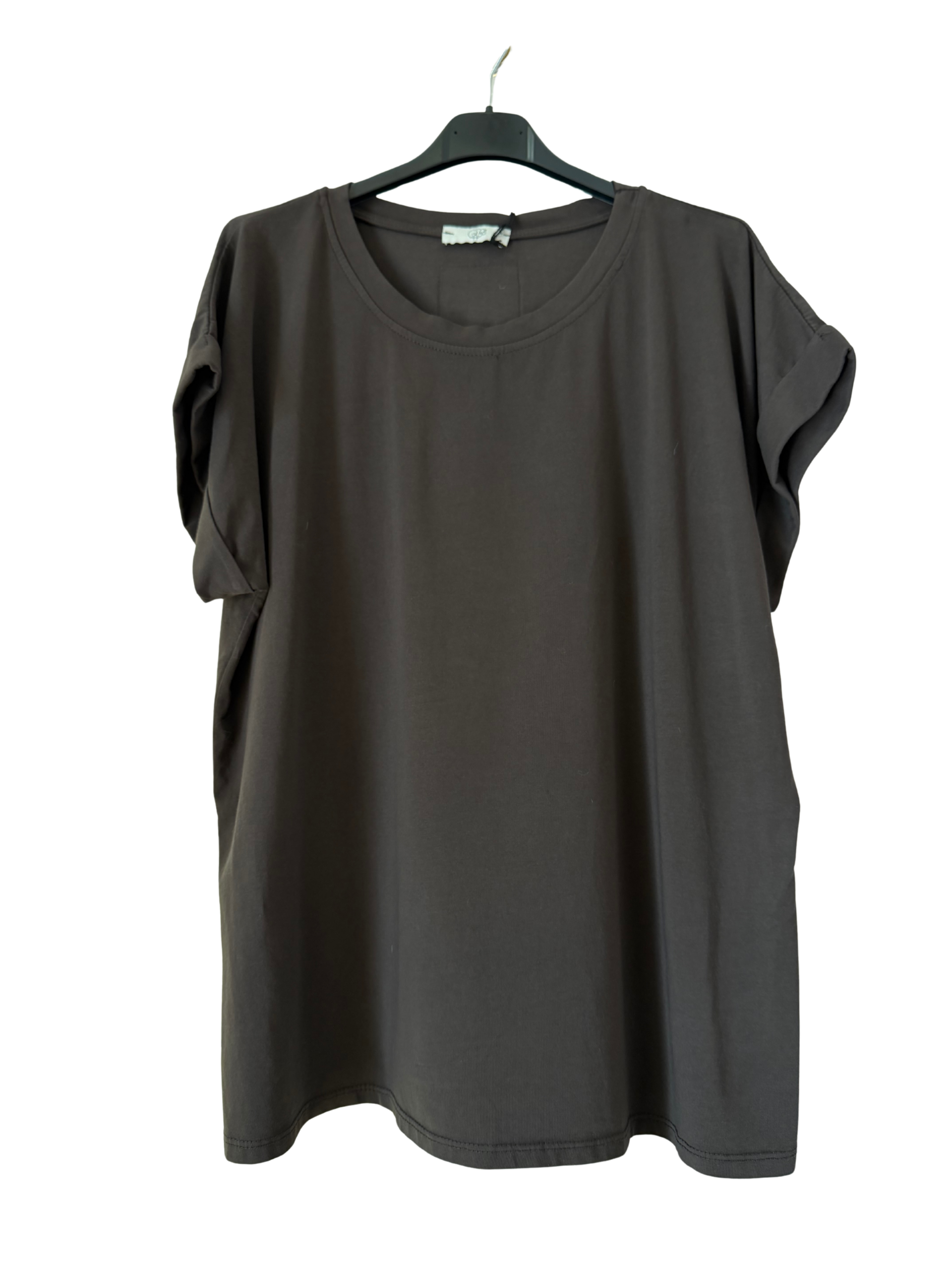 T-shirt damski bawełniany MOON czekolada