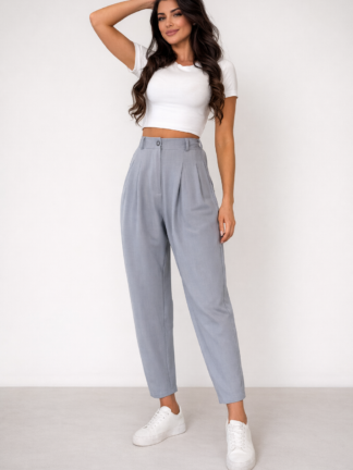 Eleganckie spodnie casual z gumką CINDY szare