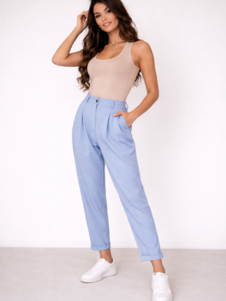 Eleganckie spodnie casual z gumką CINDY błękit