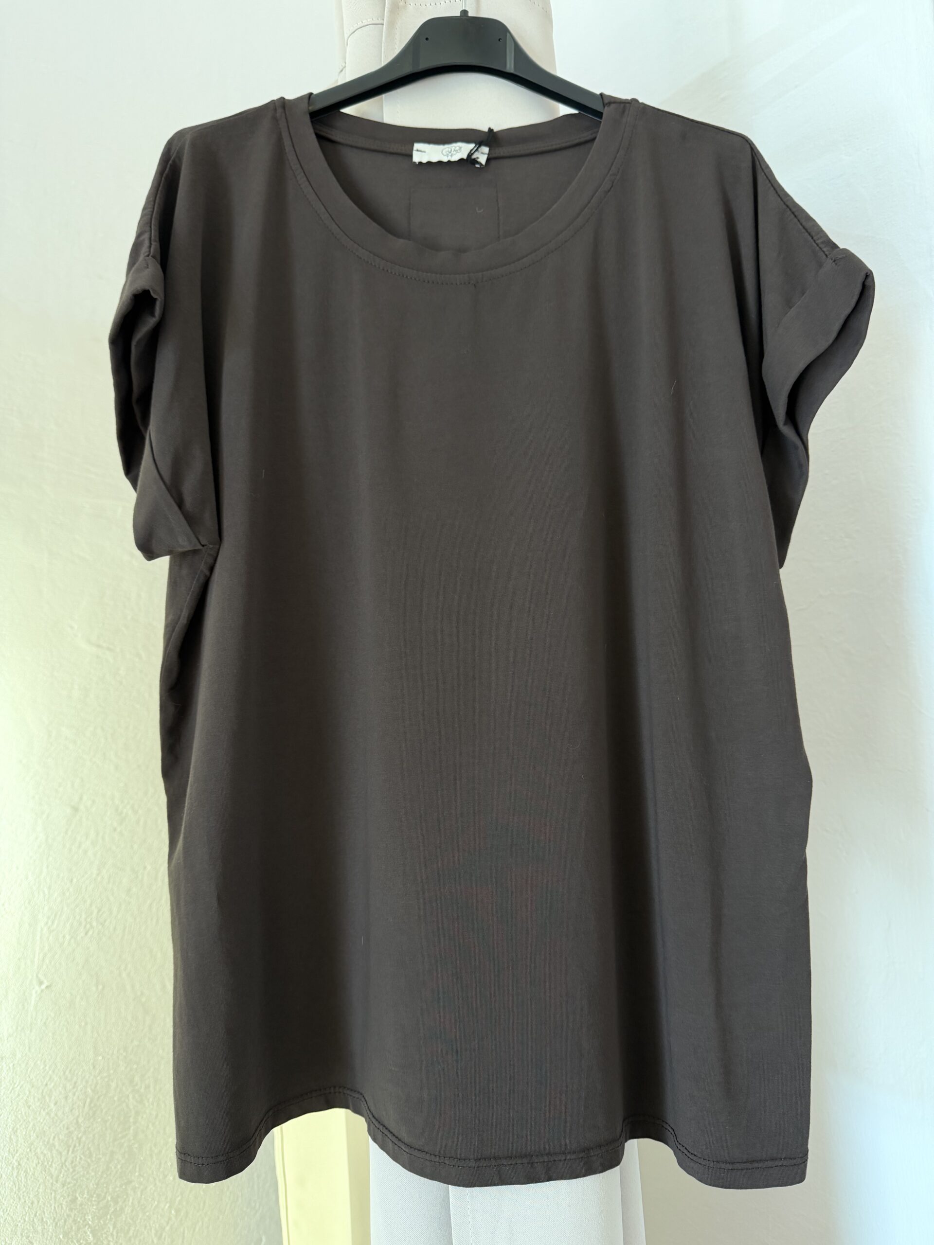 T-shirt damski bawełniany MOON czekolada