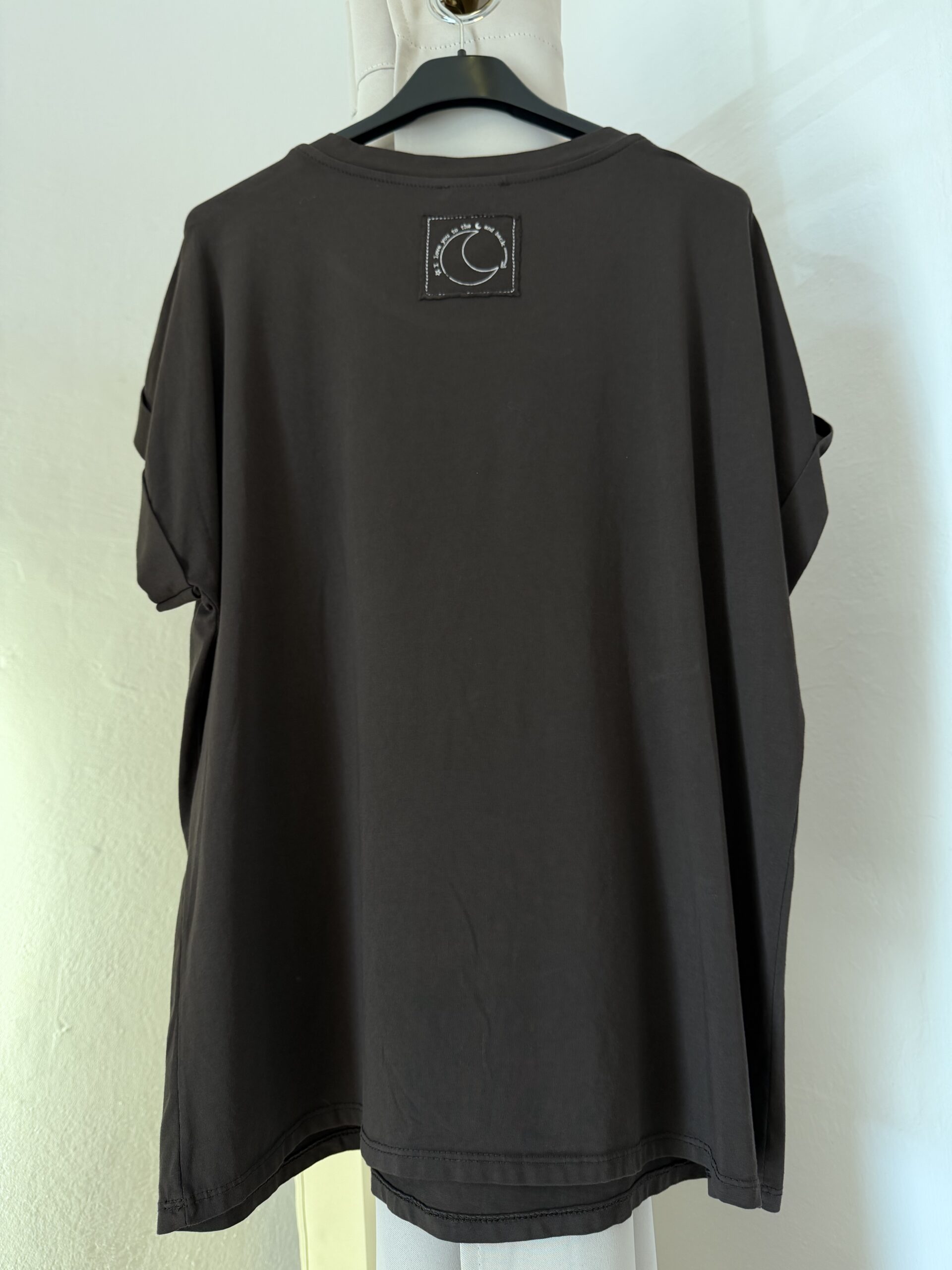 T-shirt damski bawełniany MOON czekolada