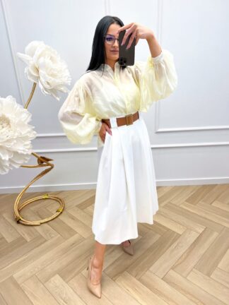 Romantyczna bluzka z bufiastymi rękawami ELLIE - cytryna