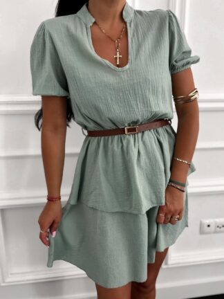 Bawełniana sukienka VANESSA szałwia