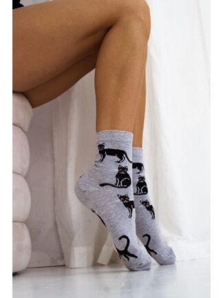 Skarpetki damskie Koty szare