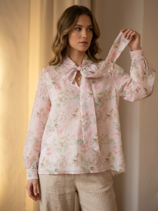 Oversizowa koszula mgiełka w kwiaty