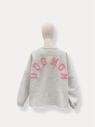 Bluza DOG MOM szara z różowym napisem