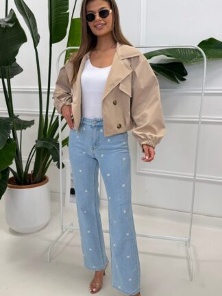 Krótki trencz damski jasny beż