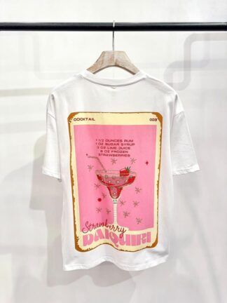Bawełniany t-shirt Strawberry Daiquiri biały