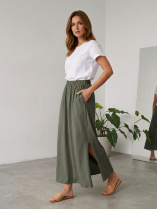 Spódnica maxi Lea khaki