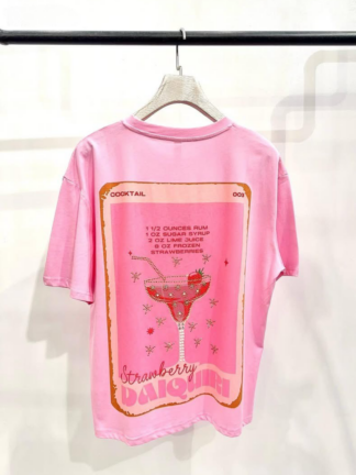 Bawełniany t-shirt Strawberry Daiquiri róż