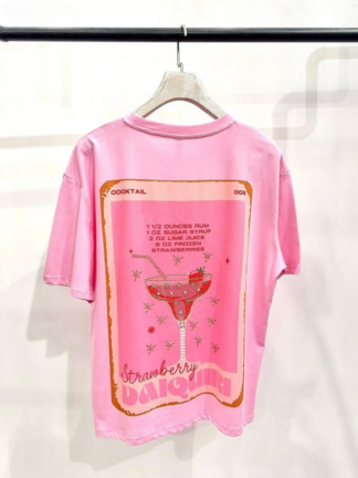 Bawełniany t-shirt Strawberry Daiquiri róż