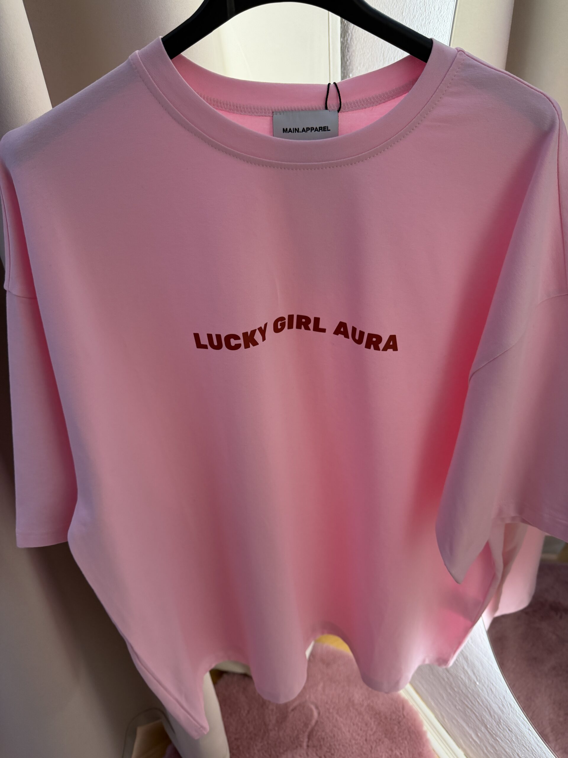 Bawełniany t-shirt Lucky Girl Aura - różowy