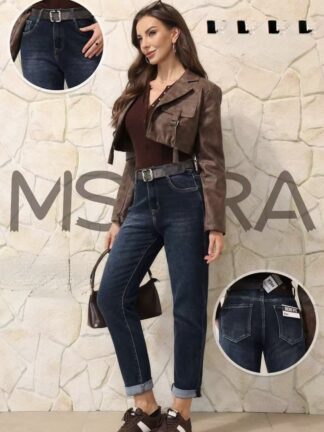 Spodnie Jeansowe Mom Fit M.SARA Premium Original ciemny jeans